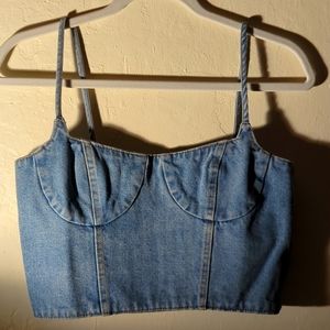 NWT Denim cropped top with bustier detail Sz S / M